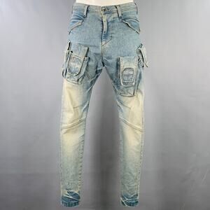 JULIUS JAPAN Size 34 Blue Denim Straight Cargo Jeans